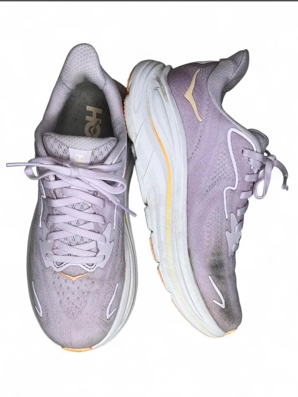 Hoka Lavender and White Women's Sneakers with Peach Accents